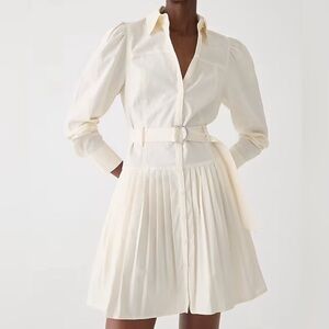 J. Crew Long Sleeve Shirt Dress Fit and Flare lightweight Oxford Size 12 Ivory